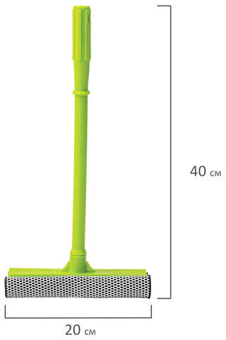 Окномойка ЛЮБАША, пластиковая ручка 40 см, рабочая часть 20 см (стяжка, губка, ручка), 603614
