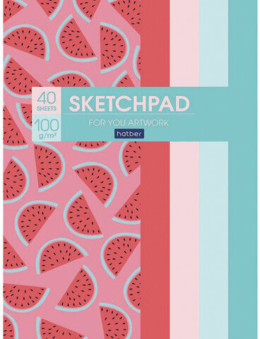 Скетчбук, белая бумага 100 г/м2, 145х205 мм, 40 л., склейка, глянцевая ламинация, "Фрутоскоп", 40Б5лAк