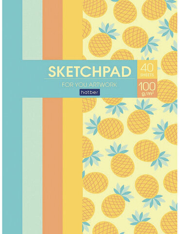 Скетчбук, белая бумага 100 г/м2, 145х205 мм, 40 л., склейка, глянцевая ламинация, "Фрутоскоп", 40Б5лAк