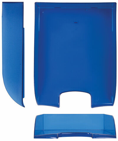 Лоток горизонтальный для бумаг BRAUBERG "Office style", 320х245х65 мм, тонированный синий, 237290