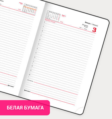 Ежедневник датированный 2023 А5 138x213 мм BRAUBERG "Control", под кожу, черный, 114094