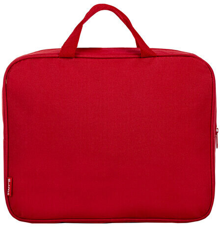 Папка на молнии с ручками STAFF EVERYDAY, А4, ширина 80 мм, полиэстер, красная, 270739