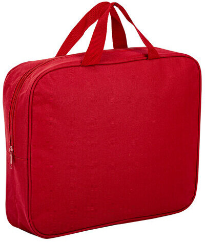 Папка на молнии с ручками STAFF EVERYDAY, А4, ширина 80 мм, полиэстер, красная, 270739