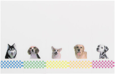 Закладки клейкие BRAUBERG С КАРТИНКОЙ "ЩЕНКИ", пластик, 48х15 мм, 5 цветов х 20 листов, в пластиковой книжке, 124814