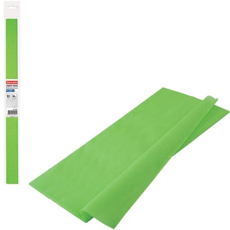 Бумага гофрированная/креповая, 32 г/м2, 50х250 см, светло-зеленая, в рулоне, BRAUBERG, 126536