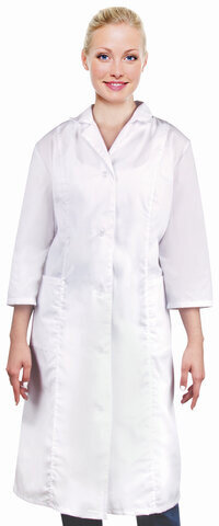 Халат медицинский женский белый, рукав 3/4, тиси, размер 52-54, рост 158-164, плотность ткани 120 г/м2, 610748