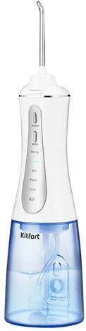 Ирригатор для полости рта KITFORT КТ-2915, портативный, емкость резервуара 0,35 л, 2 насадки, белый