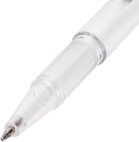 Ручка шариковая настольная BRAUBERG "Стенд-Пен", СИНЯЯ, пружинка, корпус серебристый, линия письма 0,5 мм, 142164