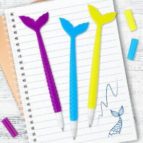 Ручка фигурная шариковая ЮНЛАНДИЯ &quot;Русалка&quot;, мягкий силиконовый корпус, ассорти, СИНЯЯ, пишущий узел 0,7 мм, 143777