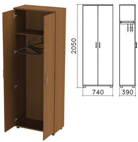 Шкаф для одежды "Монолит", 740х390х2050 мм, цвет орех гварнери, ШМ49.3