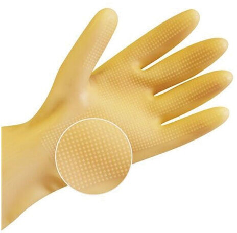 Перчатки хозяйственные латексные SUPER СИЛА СВЕРХПРОЧНЫЕ, бежевые, размер M (средний), 96 г, Komfi, ADM, 20073