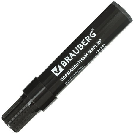 Маркер перманентный BRAUBERG "JUMBO", ЧЕРНЫЙ, ШИРОКАЯ ЛИНИЯ ПИСЬМА, скошенный наконечник, 3-10 мм, 151224