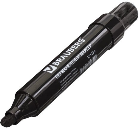 Маркер перманентный BRAUBERG "JUMBO", ЧЕРНЫЙ, ШИРОКАЯ ЛИНИЯ ПИСЬМА, скошенный наконечник, 3-10 мм, 151224