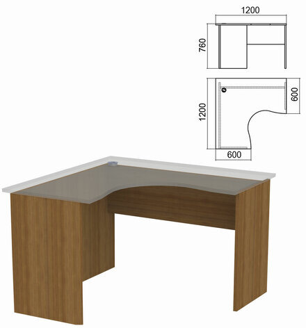 Стол компактный ЧАСТЬ 2 "Арго", 1200х1200х760 мм, левый, орех, А-203.60