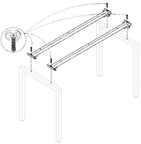 Траверса стола на металлокаркасе "Арго", КОМПЛЕКТ 2 шт., для ширины 1400 мм
