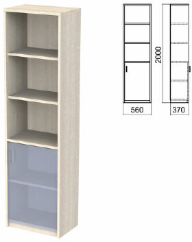 Шкаф полузакрытый ЧАСТЬ 1 &quot;Арго&quot;, 560х370х2000 мм, дверь, 4 полки, ясень шимо