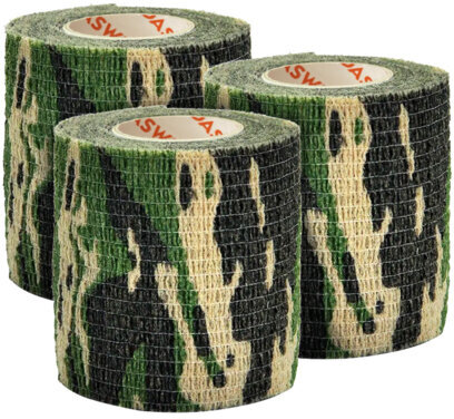 Камуфляжные ленты защитные эластичные маскировочные когезивные, 4,5 м х 5 см, 3 рулона, DASWERK, 680038