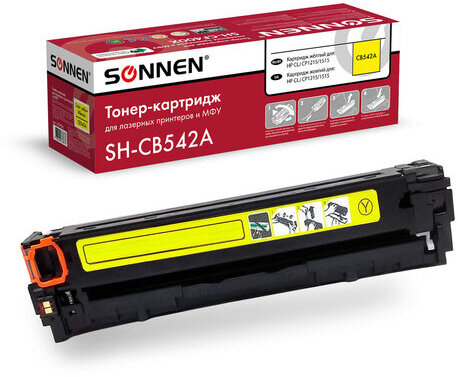Картридж лазерный SONNEN (SH-CB542A) для HP CLJ CP1215/1515 ВЫСШЕЕ КАЧЕСТВО, желтый, 1400 страниц, 363956