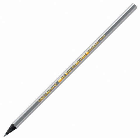 Карандаш чернографитный BIC, 1 шт., "Evolution ECOlutions Black", HB, без резинки, пластиковый, корпус серебристый, заточенный, 896017