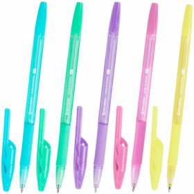 Ручка шариковая с грипом BRAUBERG &quot;ULTRA GT PASTEL&quot;, СИНЯЯ, корпус ассорти, линия 0,35 мм, 144053