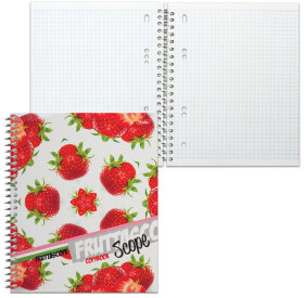 Тетрадь А5, 100 л., HATBER, спираль, клетка, глянцевый лак, карман, &quot;КЛУБНИЧКА&quot;, 100Ткм5B1сп_10808, T106242