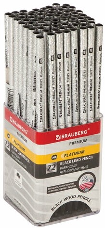 Карандаш чернографитный BRAUBERG "PREMIUM TURKEY", 1 шт., "Platinum", НВ, дисплей, 181561