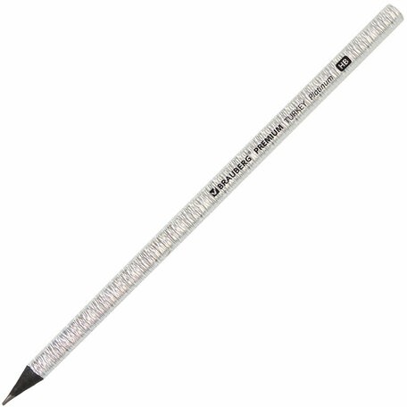 Карандаш чернографитный BRAUBERG "PREMIUM TURKEY", 1 шт., "Platinum", НВ, дисплей, 181561