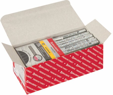 Карандаш чернографитный BRAUBERG "PREMIUM TURKEY", 1 шт., "Platinum", НВ, дисплей, 181561