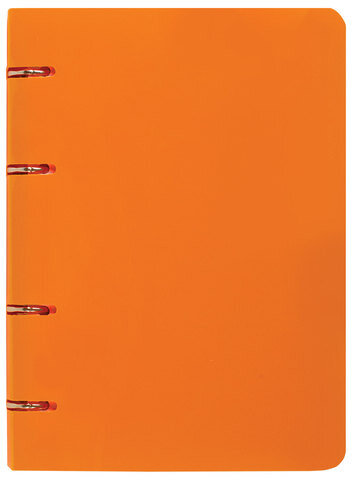 Тетрадь на кольцах А5 160х215 мм, 80 л., пластик, клетка, BRAUBERG, "Оранжевый", 403253