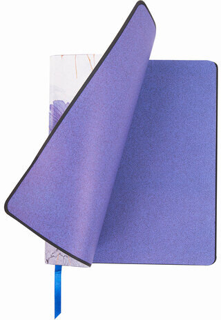 Тетрадь А5 (168х208 мм), 80 л., сшивка, клетка, под кожу, BRAUBERG VISTA, "Blue flowers", 403920