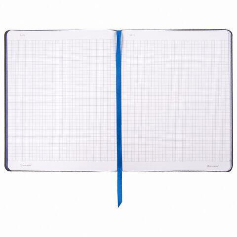 Тетрадь А5 (168х208 мм), 80 л., сшивка, клетка, под кожу, BRAUBERG VISTA, "Blue flowers", 403920