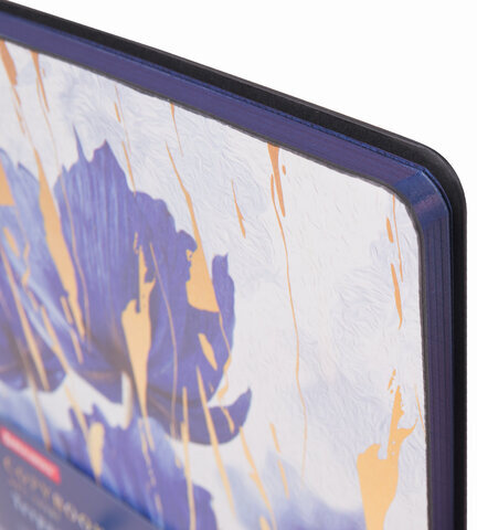 Тетрадь А5 (168х208 мм), 80 л., сшивка, клетка, под кожу, BRAUBERG VISTA, "Blue flowers", 403920