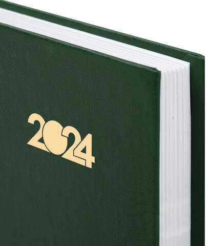 Ежедневник датированный 2024 145х215 мм, А5, STAFF, обложка бумвинил, зеленый, 115138