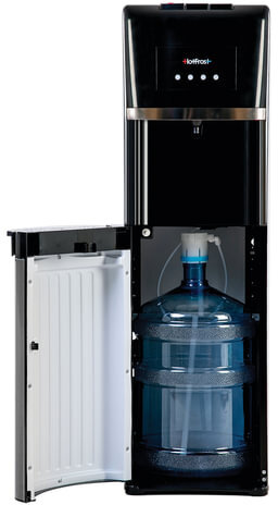 Кулер для воды HOT FROST 35AEN, напольный, НАГРЕВ/ОХЛАЖДЕНИЕ ЭЛЕКТРОННОЕ, 1 кран (3 кнопки), черный/серебро, 120203502