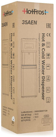 Кулер для воды HOT FROST 35AEN, напольный, НАГРЕВ/ОХЛАЖДЕНИЕ ЭЛЕКТРОННОЕ, 1 кран (3 кнопки), черный/серебро, 120203502