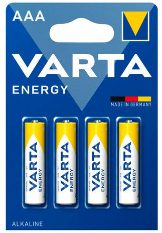 Батарейки алкалиновые "мизинчиковые" КОМПЛЕКТ 4 шт., VARTA ENERGY, ААА (LR03,15А), блистер, 4103229414