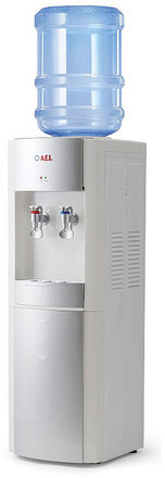 Кулер для воды LD-AEL-28c, напольный, НАГРЕВ/ОХЛАЖДЕНИЕ ЭЛЕКТРОННОЕ, шкафчик 10 л, 2 крана, белый/серебристый, 00257