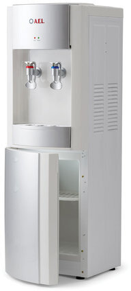 Кулер для воды LD-AEL-28c, напольный, НАГРЕВ/ОХЛАЖДЕНИЕ ЭЛЕКТРОННОЕ, шкафчик 10 л, 2 крана, белый/серебристый, 00257