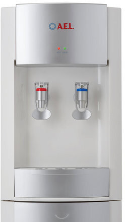 Кулер для воды LD-AEL-28c, напольный, НАГРЕВ/ОХЛАЖДЕНИЕ ЭЛЕКТРОННОЕ, шкафчик 10 л, 2 крана, белый/серебристый, 00257