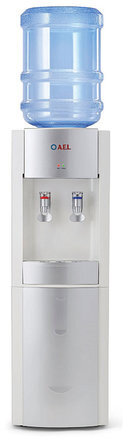 Кулер для воды LD-AEL-28c, напольный, НАГРЕВ/ОХЛАЖДЕНИЕ ЭЛЕКТРОННОЕ, шкафчик 10 л, 2 крана, белый/серебристый, 00257