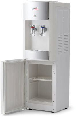 Кулер для воды LD-AEL-28c, напольный, НАГРЕВ/ОХЛАЖДЕНИЕ ЭЛЕКТРОННОЕ, шкафчик 10 л, 2 крана, белый/серебристый, 00257