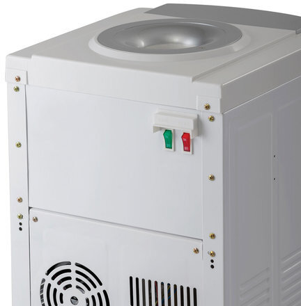 Кулер для воды LD-AEL-28c, напольный, НАГРЕВ/ОХЛАЖДЕНИЕ ЭЛЕКТРОННОЕ, шкафчик 10 л, 2 крана, белый/серебристый, 00257