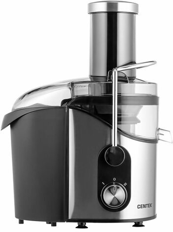 Соковыжималка CENTEK CT-1212, 1200 Вт, стакан 1,1 л, емкость для жмыха 1,7 л, металл, сталь/черный