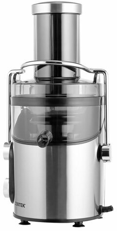 Соковыжималка CENTEK CT-1212, 1200 Вт, стакан 1,1 л, емкость для жмыха 1,7 л, металл, сталь/черный