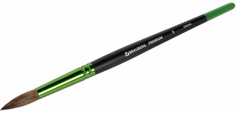 Кисть из ворса пони № 9, BRAUBERG PREMIUM, 200988