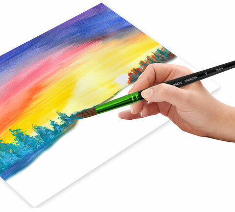 Кисть из ворса пони № 9, BRAUBERG PREMIUM, 200988