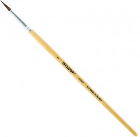 Кисть ПИФАГОР, ПОНИ, круглая, № 3, деревянная лакированная ручка, с колпачком, 200832
