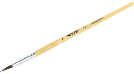 Кисть ПИФАГОР, ПОНИ, круглая, № 3, деревянная лакированная ручка, с колпачком, 200832