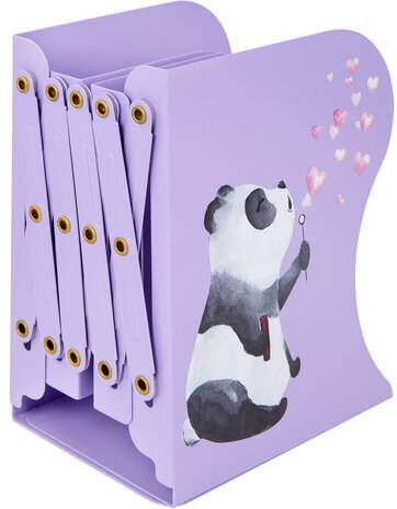 Подставка-держатель для книг и учебников BRAUBERG KIDS "Panda", раздвижная, металлическая, 238064