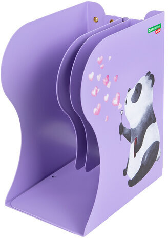 Подставка-держатель для книг и учебников BRAUBERG KIDS "Panda", раздвижная, металлическая, 238064